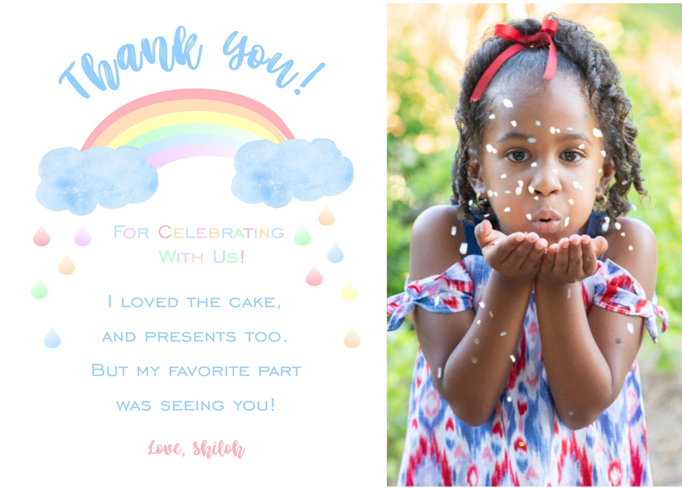 Rainbow Birthday Thank You Card