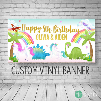 Unicorn Dinosaur Birthday Banner, Unicorn Dinosaur Birthday Party, Unicorn Dino Backdrop, Unicorn Party Decoration, Unicorn Dino Banner, Kid