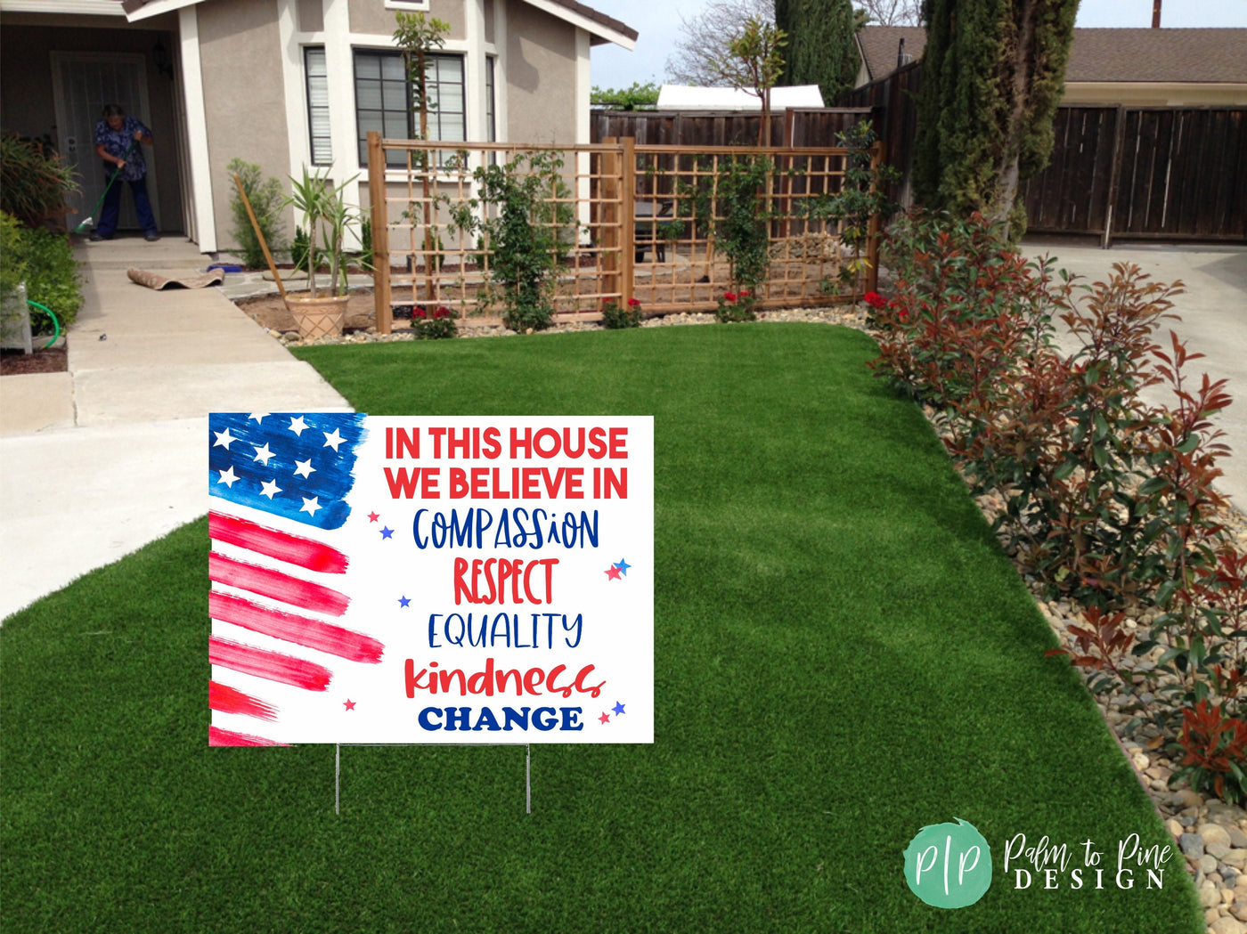 In this House yard sign, In this house we believe, patriotic yard sign, black lives matter sign for yard, anti-racism, Kindness matters Sign