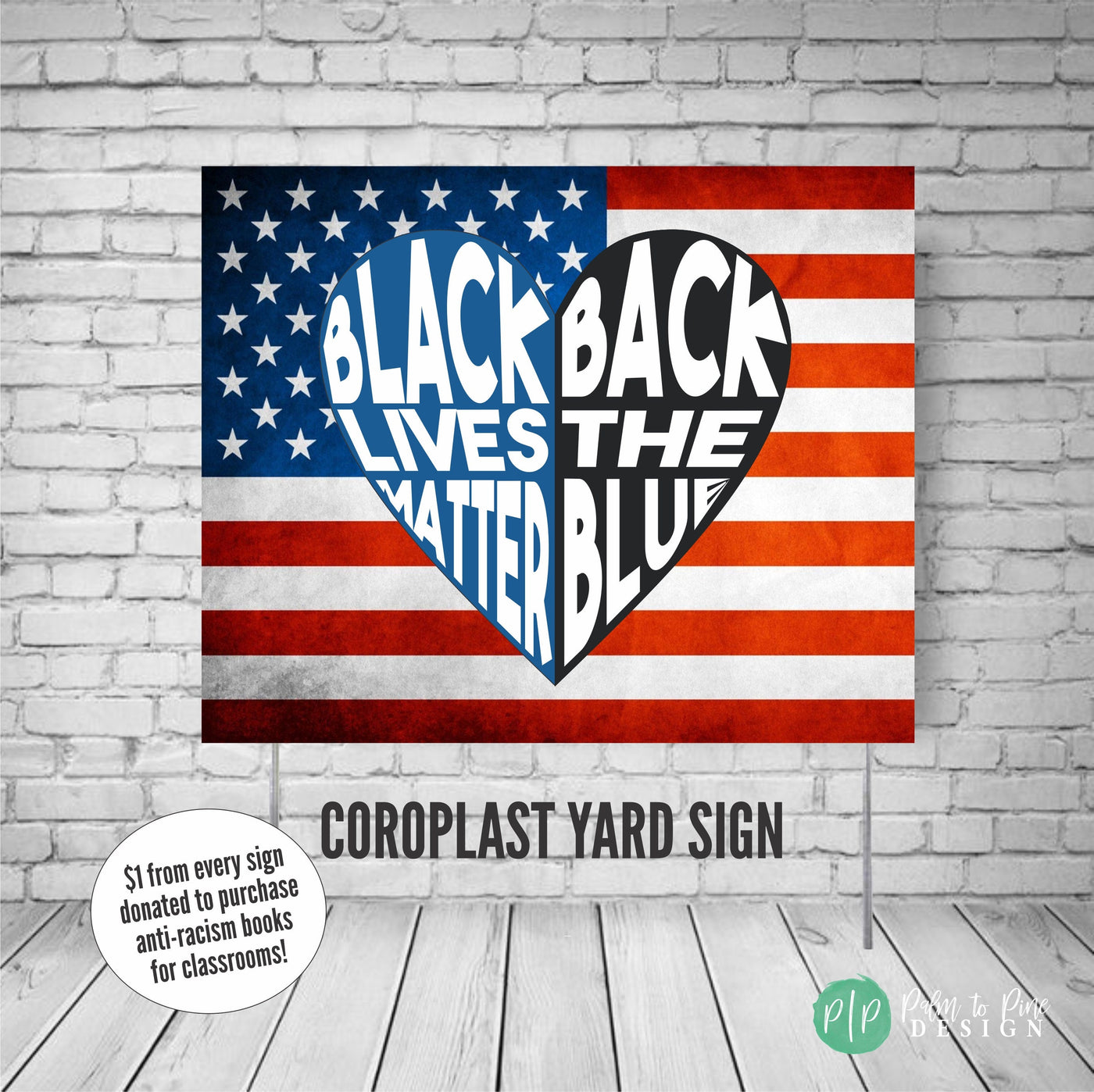 Support Police Yard Sign, Back the Blue, Black Lives Matter yard sign, BLM lawn sign, political yard sign, black and blue lives matter, BLM