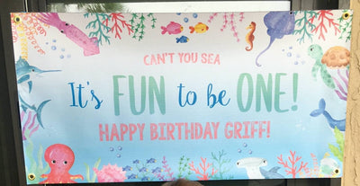 Under the Sea Birthday Banner, Ocean Birthday Banner, Under the Sea Party Decor, Custom Birthday Banner, Vinyl Banner, Under the Sea Banner