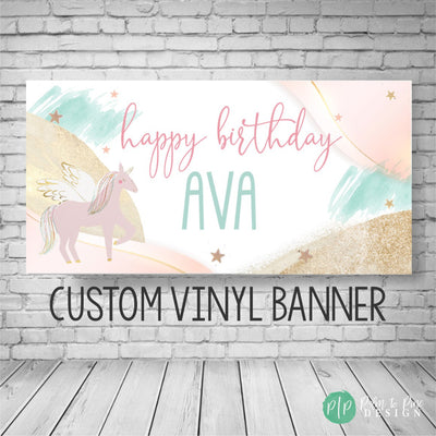 Unicorn Birthday Banner, Unicorn Birthday Party, Unicorn Birthday Backdrop, Unicorn banner, Pastel Unicorn decor, Unicorn Photo Backdrop