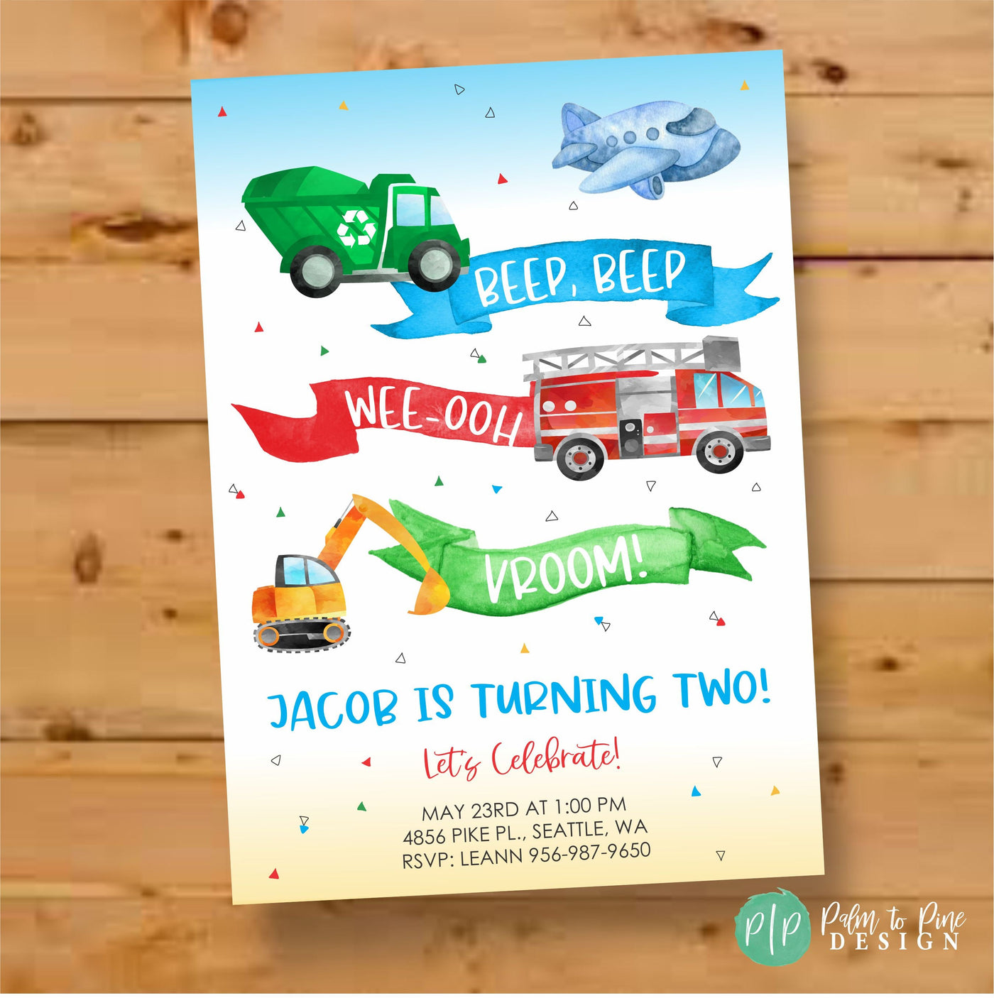 Things that Go invitation, Transportation birthday invite, Boy Birthday Invitation, Vehicles Birthday invite, things that go birthday invite