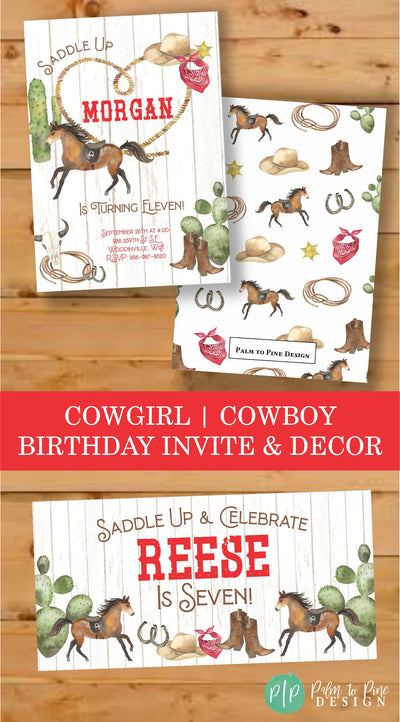 Cowboy birthday invitation, Cowgirl birthday invitation, Western birthday invitation, First Birthday Invite, Cowboy birthday invite, Western