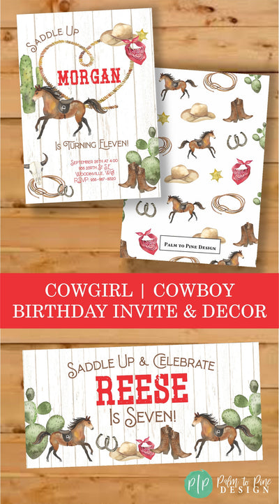 Cowboy Birthday Banner, Cowboy Party Decor, Cowgirl Birthday, Western Birthday Banner, Birthday Banner, Horse Birthday Banner, Cowgirl Party