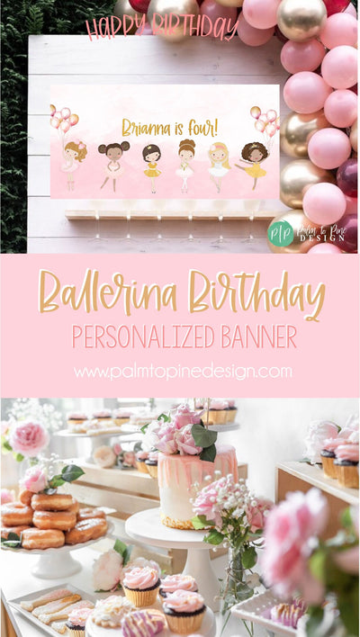 Ballerina Birthday Banner, Ballerina Birthday Party, Ballet Birthday Backdrop, Ballerina banner, Ballerina Party Decoration, Ballet decor