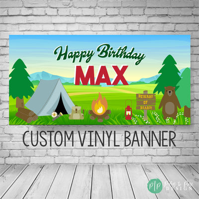 Camping birthday party decorations, Camping Birthday Banner, Camping Party Decor, camp birthday backdrop, camping birthday, tent birthday