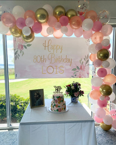 Floral Birthday Banner, Floral birthday sign, women birthday banner, pink and gold banner, 1st birthday girls banner, rose birthday backdrop