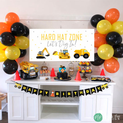 Construction Birthday Banner, Construction Party Decor, Construction Birthday Party, Construction Party Decorations, Hard Hat Zone Banner