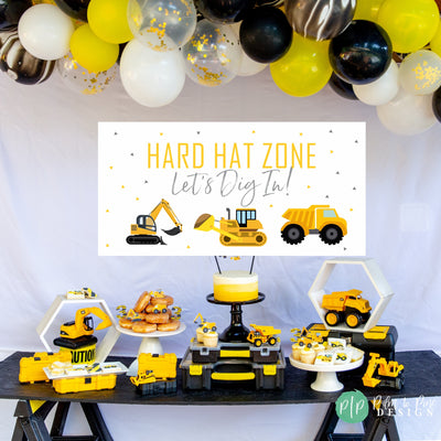 Construction Birthday Banner, Construction Party Decor, Construction Birthday Party, Construction Party Decorations, Hard Hat Zone Banner