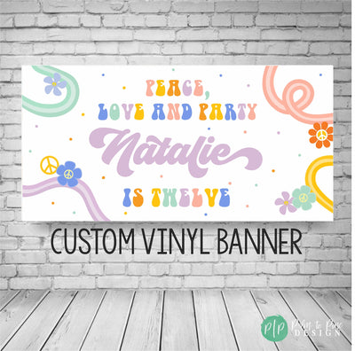 Flower Child Birthday Decor, Two Groovy Banner, Groovy Birthday Banner, 70s birthday banner, Hippie banner, Peace love Banner, Groovy banner