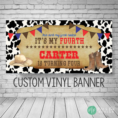 Cowboy Birthday Banner, Cowboy Party Decor, Cowgirl Birthday, Western Birthday Banner, Birthday Banner, My First Rodeo, My Second Rodeo, Cow