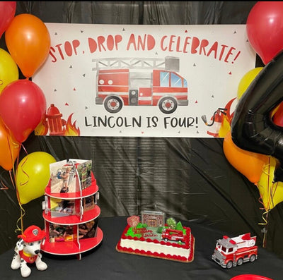 Firetruck truck birthday, Fire Fighter birthday Banner, Fire engine Birthday Banner, Firefighter Party Decor, Fireman birthday decorations
