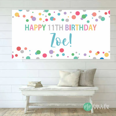 Happy birthday polka dot banner, Birthday Banner for girl, Custom birthday banner, yard banner, birthday yard decoration, polka dot decor