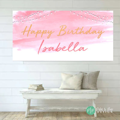 Birthday Banner, birthday sign, yard banner, happy birthday banner for yard, custom birthday yard decorations, teen girl banner, pink