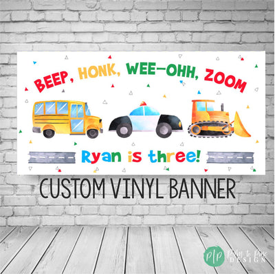 Transportation Birthday Banner, Things that go birthday, transportation birthday decorations, Boy Birthday Banner, Vehicles Birthday Banner