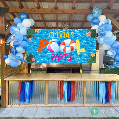 Pool Party Birthday Banner, Pool Party, Pool Banner, Beach Ball Birthday Banner, Splish Splash Birthday,  Splash Party, Splash Party Decor