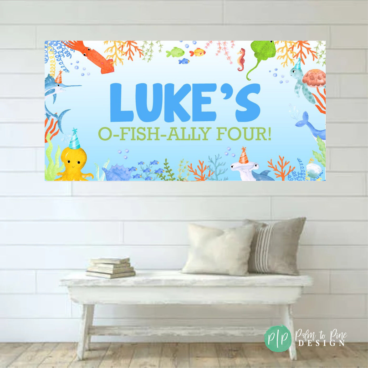 Under the Sea Birthday Banner, O-FISH-ALLY decorations, Under the sea backdrop, O-Fish-Ally party banner, Ocean birthday banner, Sealife