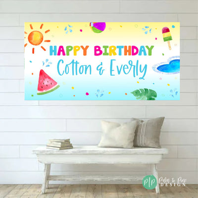 Summer Fun Birthday Banner, Pool Summer Birthday, Everything Summer Birthday Party, Splash Party Summer Decor, Pool Party Birthday Banner