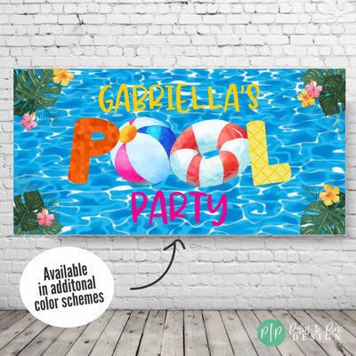 Pool Party Birthday Banner, Pool Party, Pool Banner, Beach Ball Birthday Banner, Splish Splash Birthday,  Splash Party, Splash Party Decor