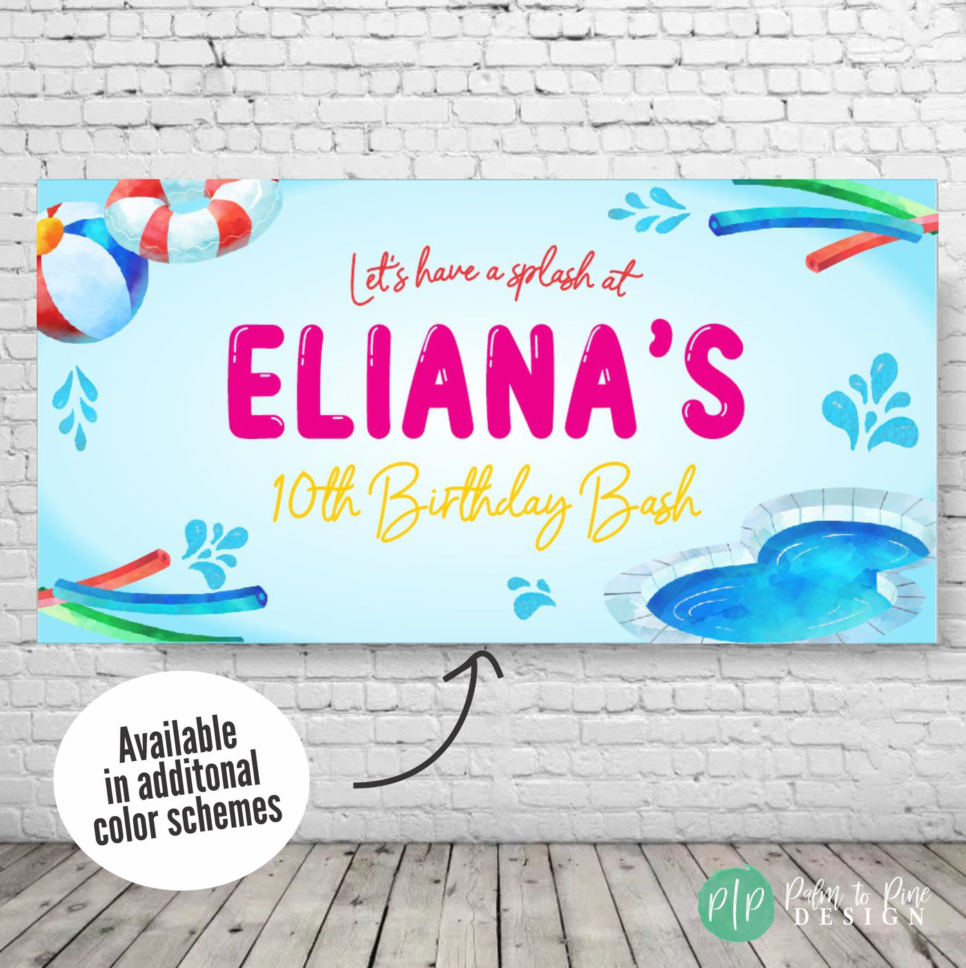 Summer Pool Birthday Banner – Palm to Pine Design summer-pool-birthday-banner-palm-to-pine-design