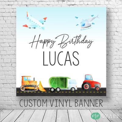 Things that Go Backdrop, Transportation Birthday Banner, Boys Vehicles Birthday Backdrop, Transportation Step & Repeat Banner, Vehicles Sign