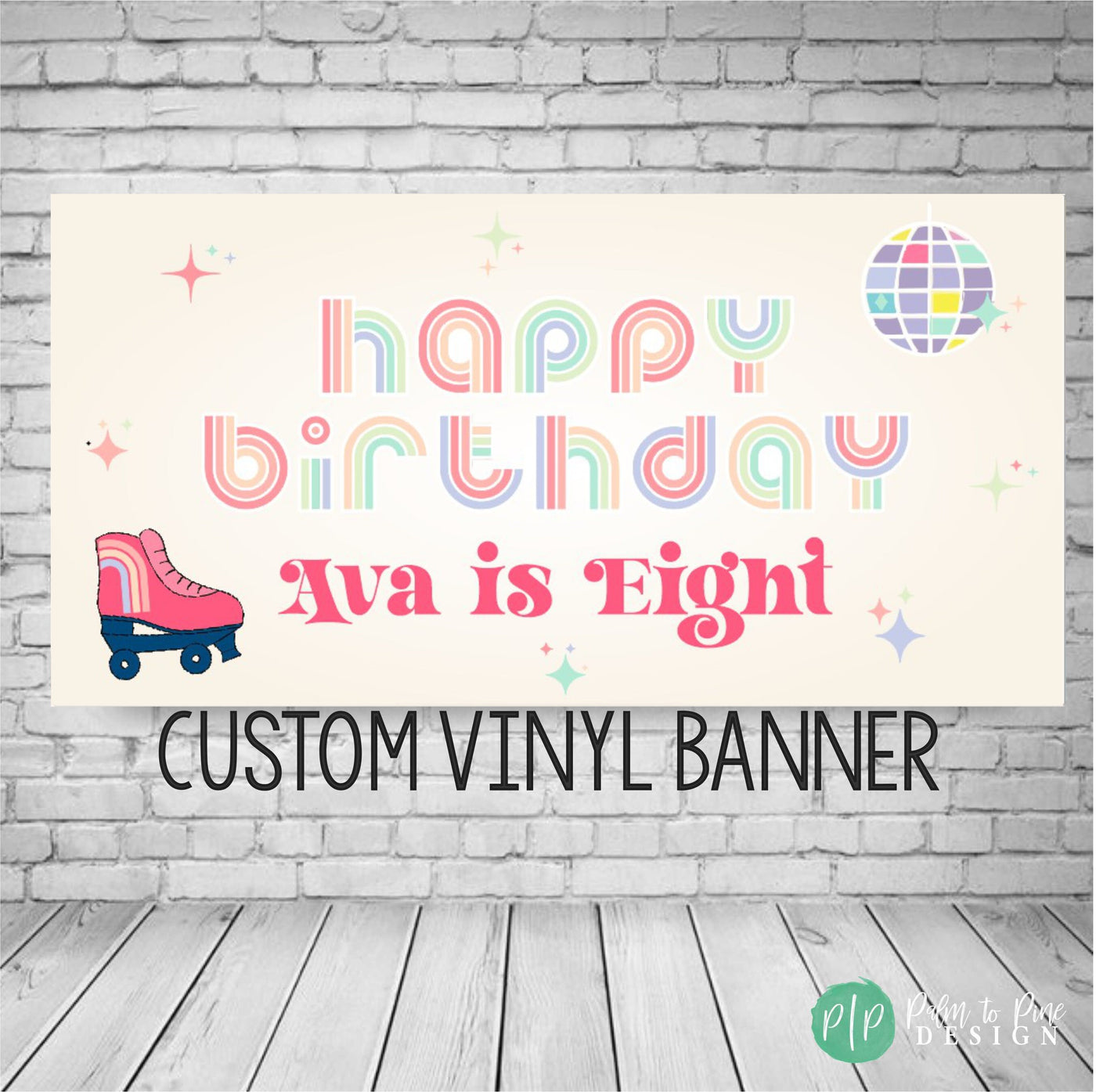 Rainbow Birthday Banner, Disco birthday, Hippie banner, Roller-skate Banner, Disco Skating Birthday Decor, Groovy banner, Groovy Decoration