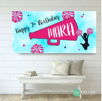 Cheerleading Birthday Banner, Cheer Birthday Party, Cheer Birthday Backdrop, Cheerlead banner, Cheer Party Decoration, Cheer Photo Backdrop