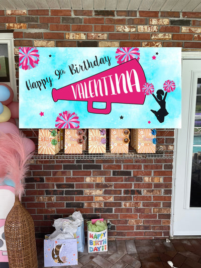 Cheerleading Birthday Banner, Cheer Birthday Party, Cheer Birthday Backdrop, Cheerlead banner, Cheer Party Decoration, Cheer Photo Backdrop