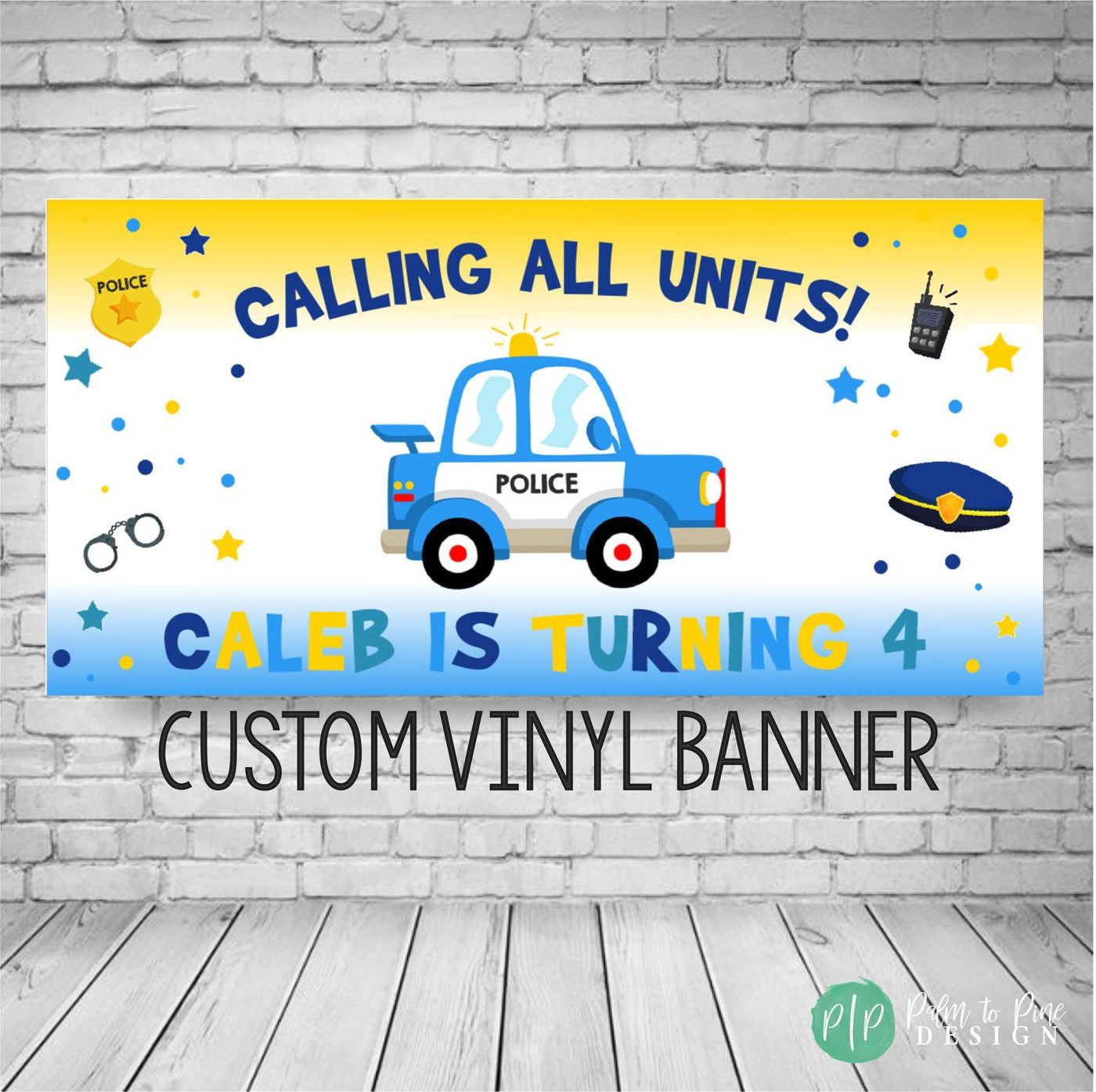 Police Car Banner, Police Birthday Decor, Police Birthday Banner, Police Birthday Backdrop, Policeman birthday decor, law enforcement banner