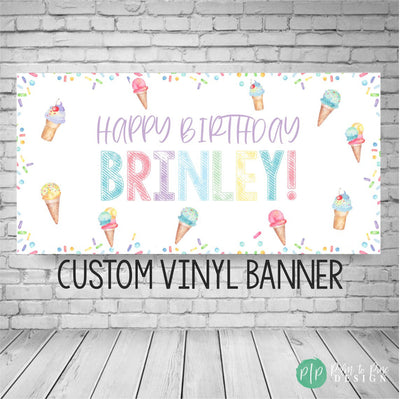 Ice Cream Birthday Banner, Ice Cream Party, Personalized Birthday Banner, Ice Cream birthday party decoration, Ice Cream Birthday Banner Kid