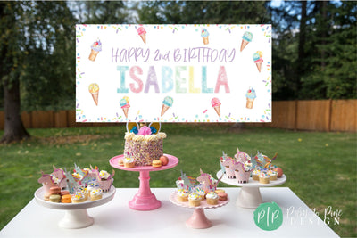 Ice Cream Birthday Banner, Ice Cream Party, Personalized Birthday Banner, Ice Cream birthday party decoration, Ice Cream Birthday Banner Kid