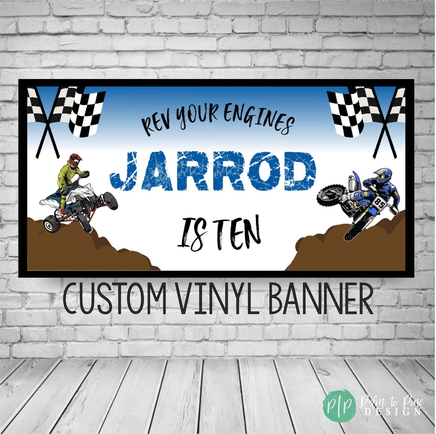 ATV birthday banner, Dirt Bike Party Decoration, Racing Birthday Party, Motorcycle Birthday, 4 wheeler banner, Personalized Motocross Banner