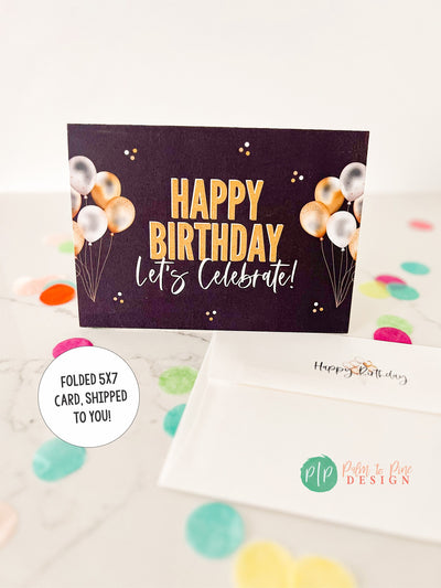 Black and Gold Birthday Card, Happy birthday Card, Adult Birthday Greeting Card, Adult Birthday Custom Card, Birthday Card for Men or Women