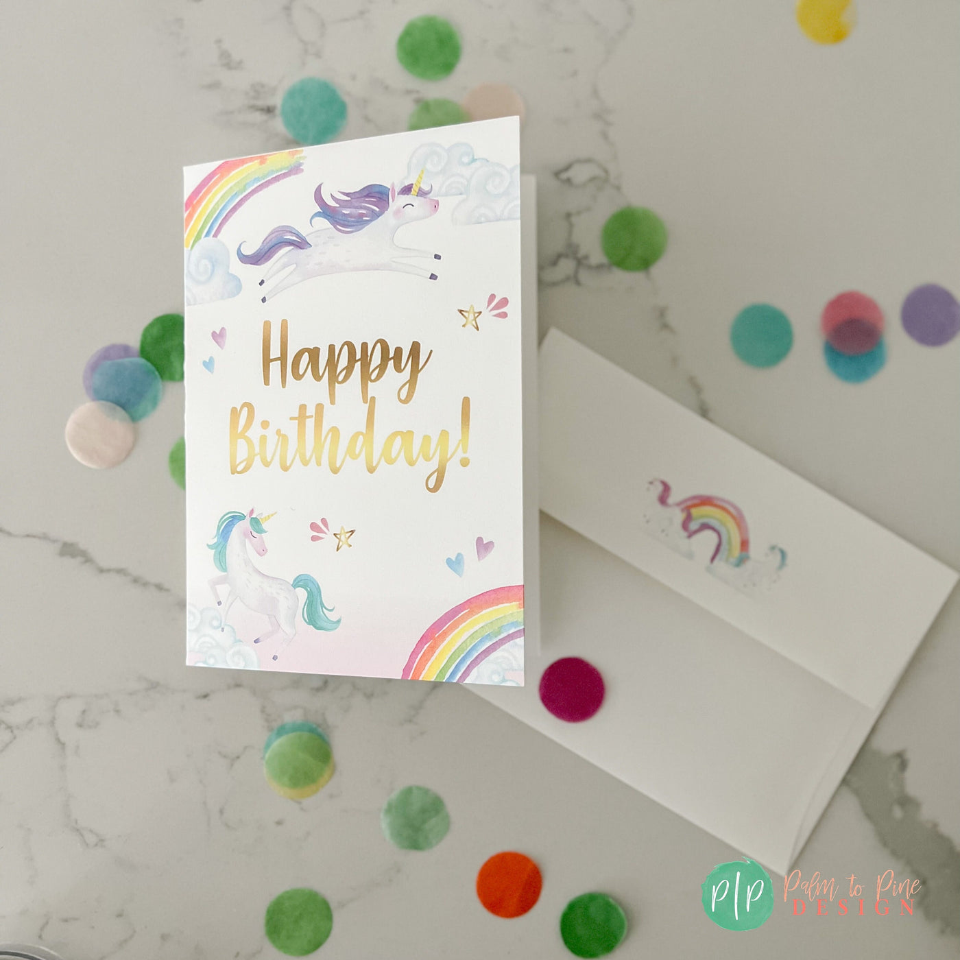 Unicorn Birthday Card, Girls Birthday Greeting Card, Professionally printed Unicorn Birthday Card, Girls birthday card, A7, 5x7 Folded Card