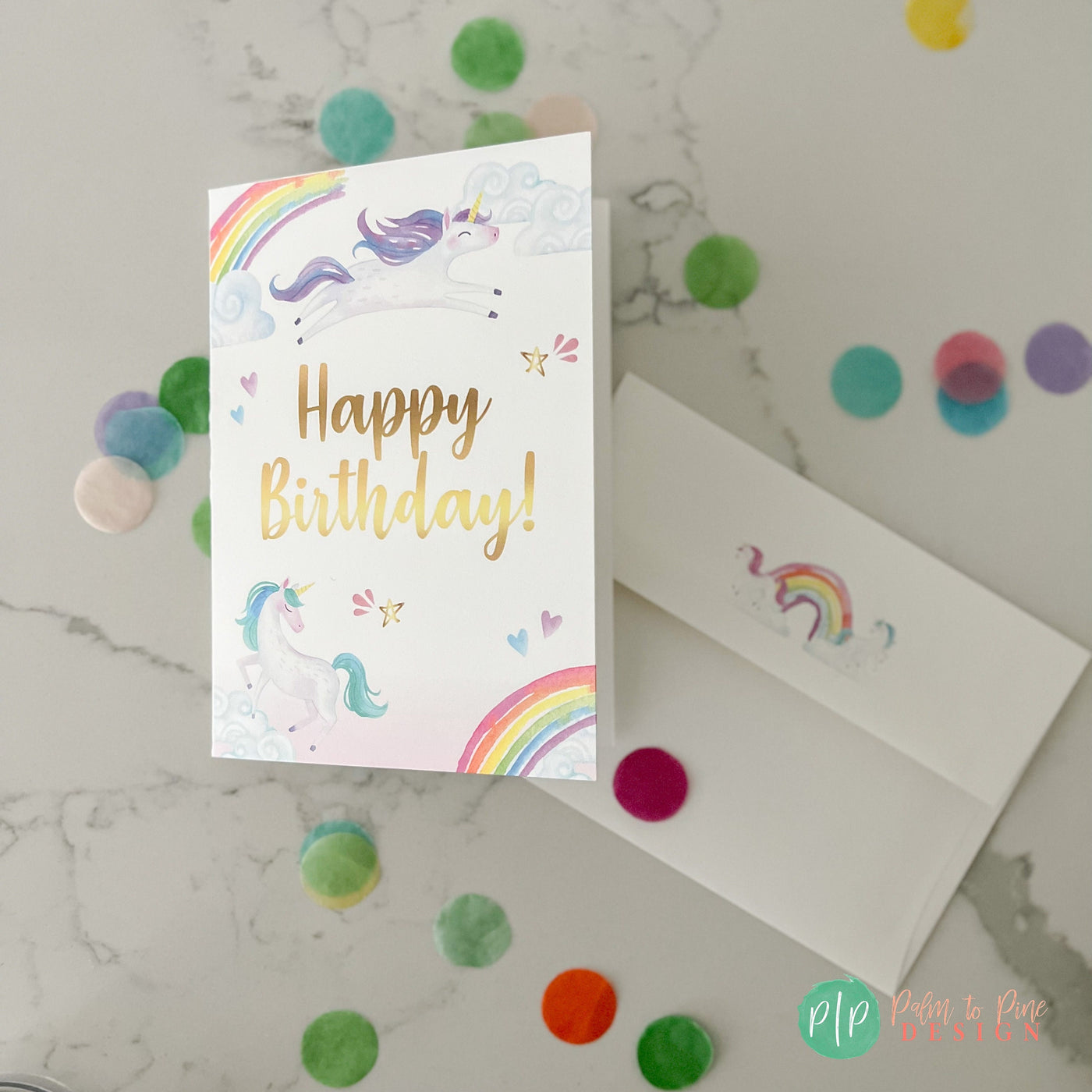 Happy birthday Card, Unicorn Birthday Card, Girls Birthday Greeting Card, Unicorn personalized card, Girls birthday card, 5x7 Folded Card