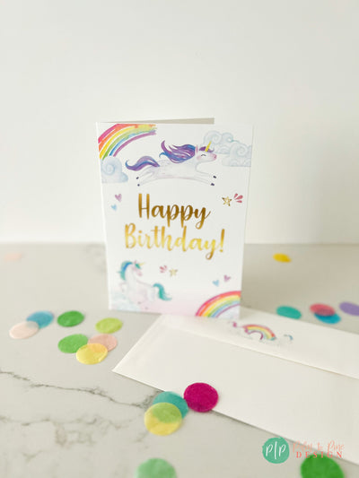Happy birthday Card, Unicorn Birthday Card, Girls Birthday Greeting Card, Unicorn personalized card, Girls birthday card, 5x7 Folded Card
