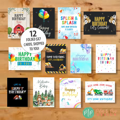 Variety Pack Birthday Greeting Cards, Birthday Card Assortment, Custom birthday cards for adults and kids, Celebration Greeting Card Pack A7