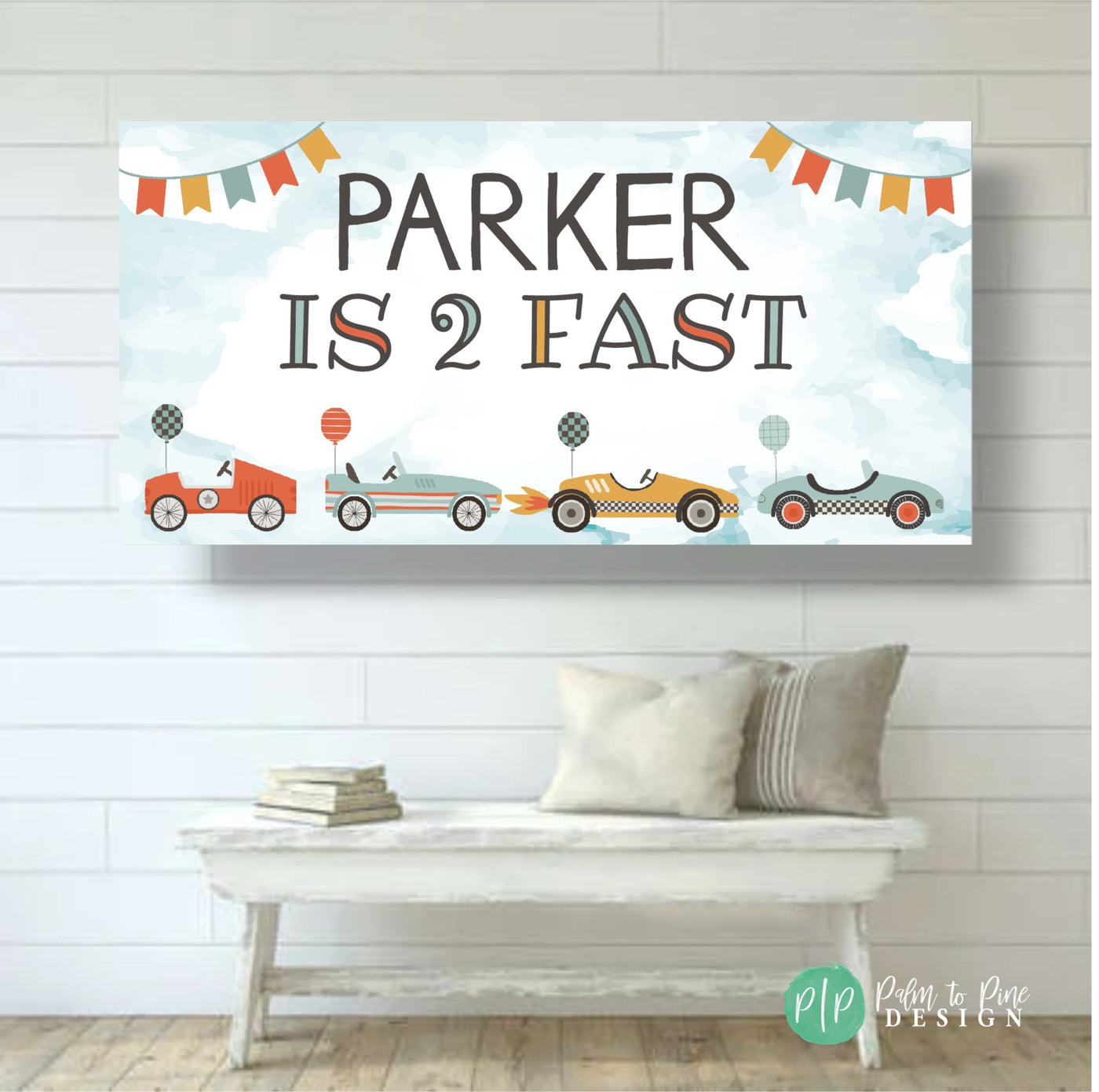 Racecar Birthday Banner, Vintage Racecar Birthday Banner, Fast One Decor, Car Party Decorations, Race Car Backdrop, Retro Racecar Boy Party