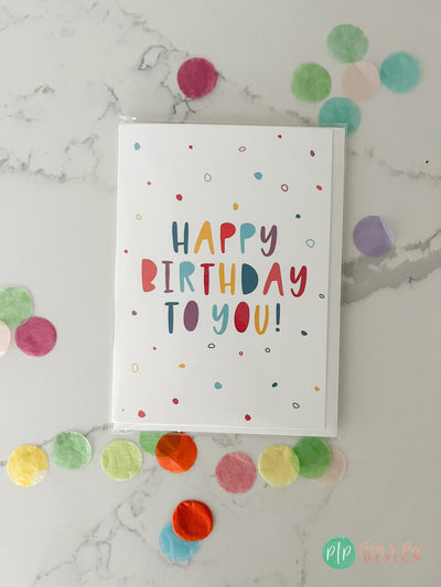 Girl Birthday Card, Happy birthday Card, Polka Dot Birthday Greeting Card, Colorful Birthday Custom Card, Birthday Card for Women and Girls