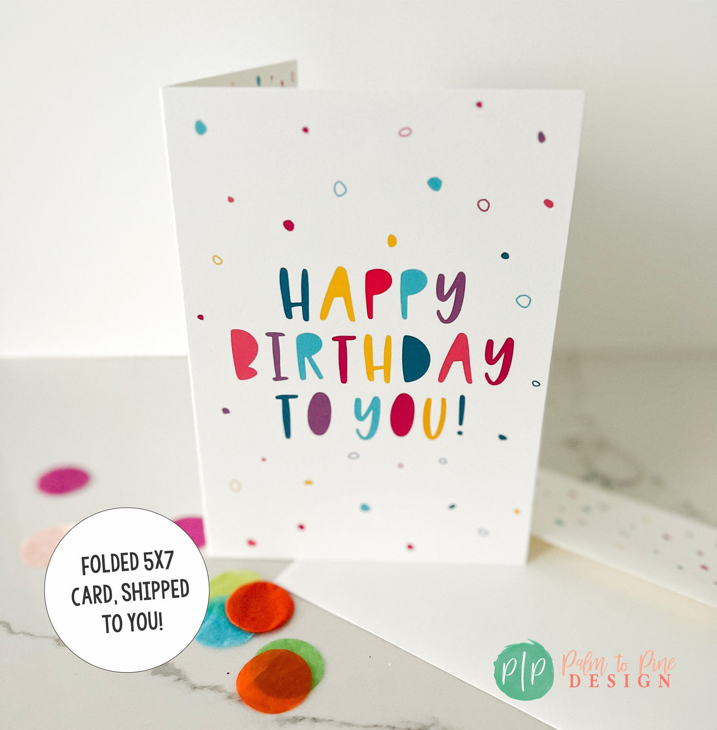 Girl Birthday Card, Happy birthday Card, Polka Dot Birthday Greeting Card, Colorful Birthday Custom Card, Birthday Card for Women and Girls