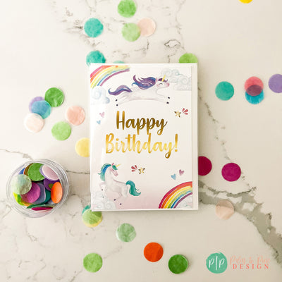 Unicorn Birthday Card, Girls Birthday Greeting Card, Professionally printed Unicorn Birthday Card, Girls birthday card, A7, 5x7 Folded Card