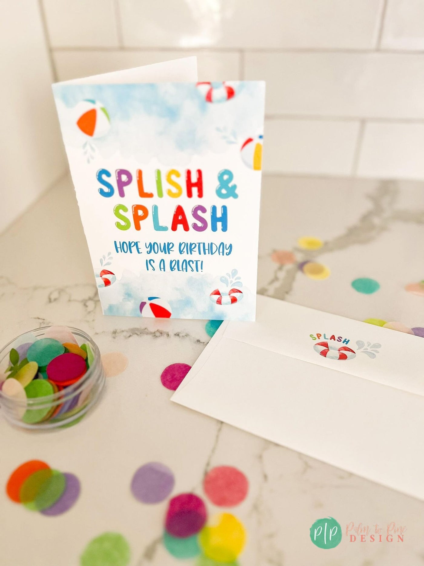 Kids Birthday Greeting Card, Splish Splash Birthday Greeting Card, Pool Party birthday card for kids, kid birthday card, pool party card 5x7