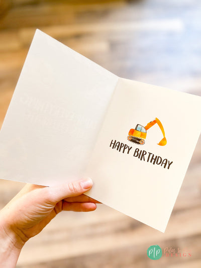 Happy birthday Card, Construction Birthday Card, Kids Birthday Greeting Card, Kid birthday personalized card, Boy construction birthday card