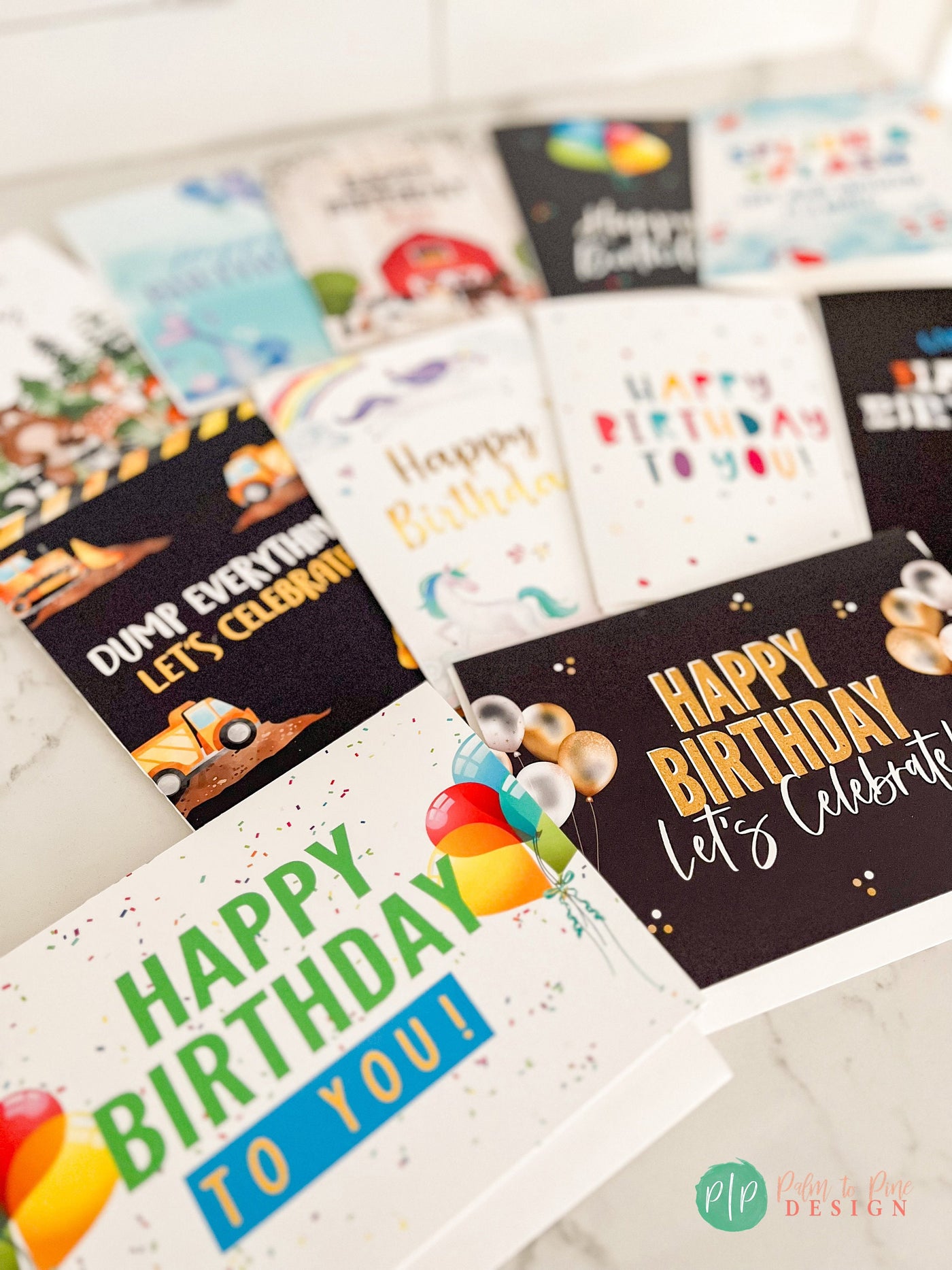 Birthday Greeting Card variety pack, 12 Birthday Cards for kids and adults, Custom birthday card set, folded Celebration Greeting Card Pack