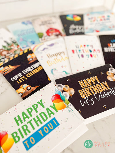 Variety Pack Birthday Greeting Cards, Birthday Card Assortment, Custom birthday cards for adults and kids, Celebration Greeting Card Pack A7