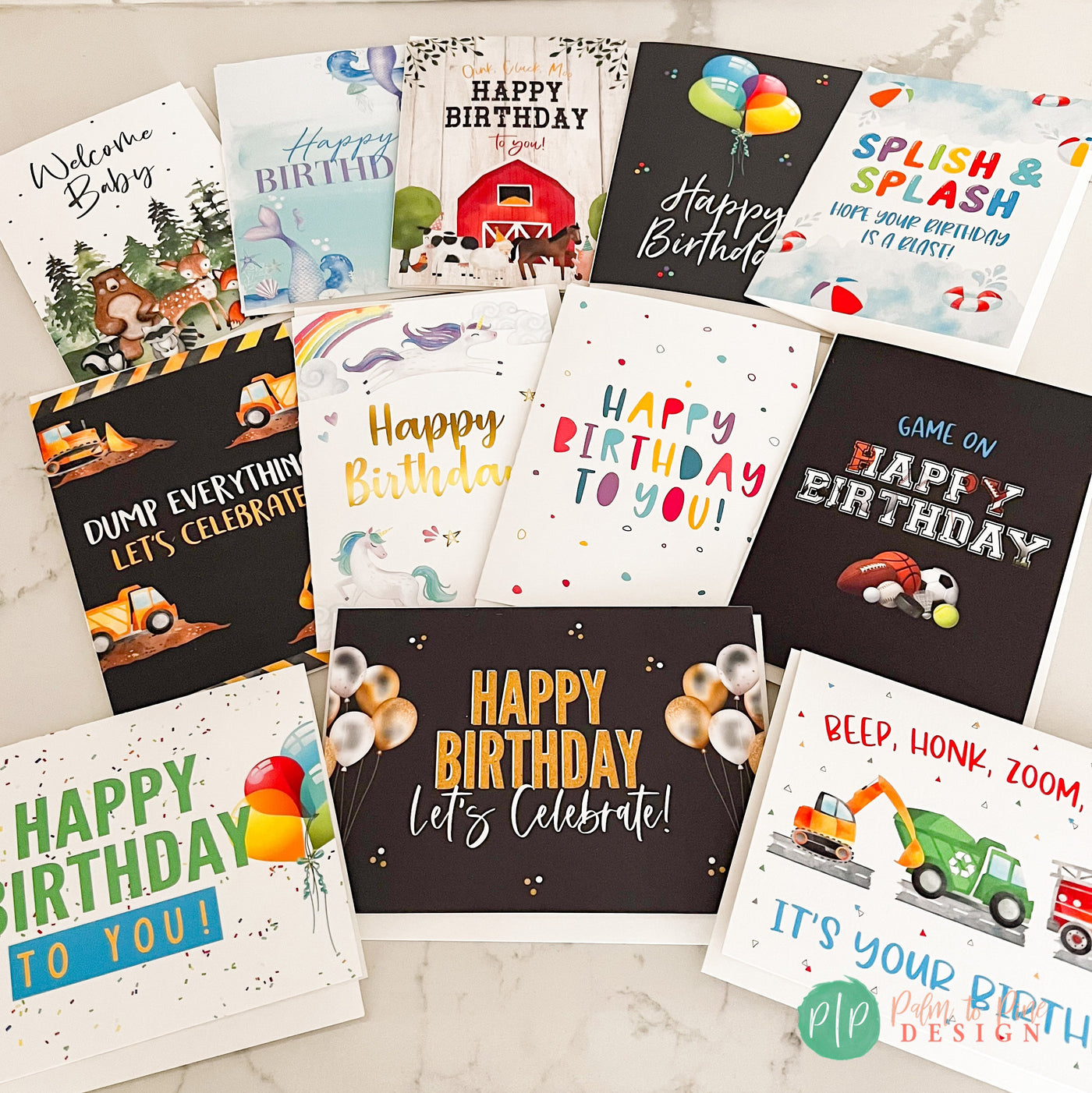 Variety Pack Birthday Greeting Cards, Birthday Card Assortment, Custom birthday cards for adults and kids, Celebration Greeting Card Pack A7