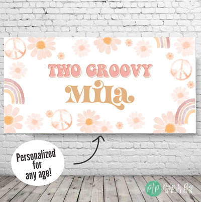 Groovy Birthday Banner,Two Groovy Backdrop, Hippie banner, Two Groovy Banner, Flower Child Birthday Decor, Groovy banner, Groovy Decorations