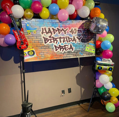 80s birthday banner, Hip Hop Birthday Banner, Graffiti Banner, 90's Birthday Banner, Neon Birthday Backdrop, Hip Hop Sign, Graffiti Backdrop