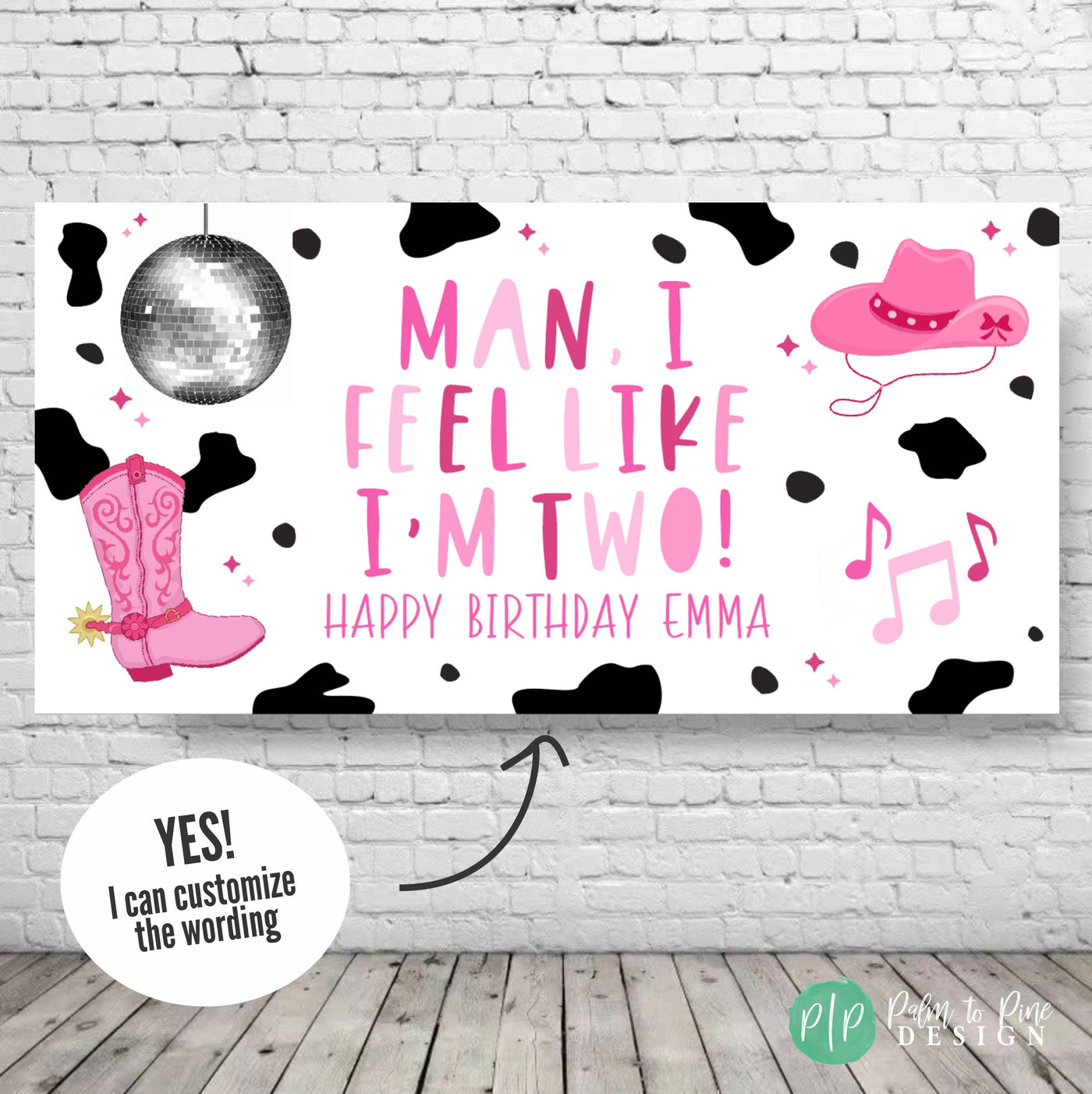 Country First Birthday Party, Country Disco Banner, Custom Pink and Silver Girls Weekend Banner, Personalized Farm Girls Birthday Backdrop